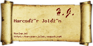 Harcsár Jolán névjegykártya