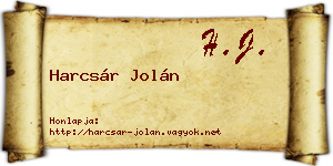 Harcsár Jolán névjegykártya